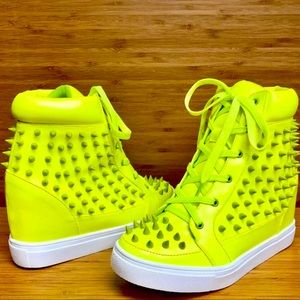 fluorescent Spiked Sneaker Wedge